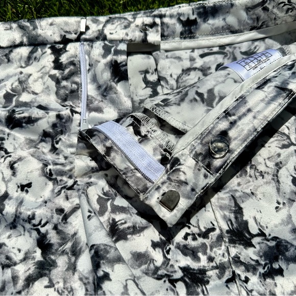 Guess Shiny Satin Black and White Floral Shorts - Picture 3 of 6